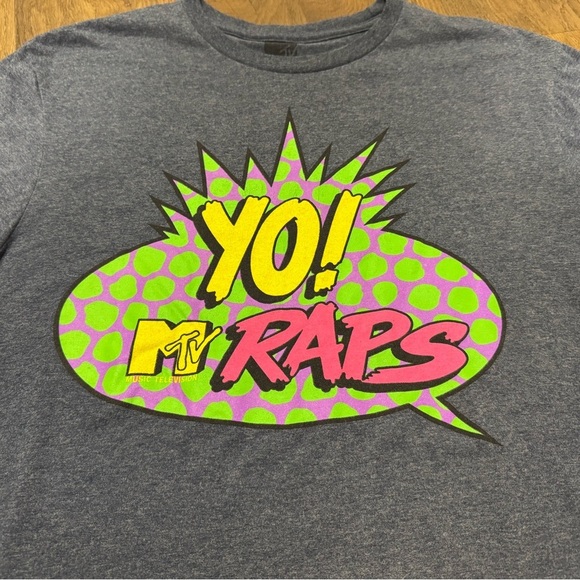 MTV Shirt Unisex Size Large Grey YO! Raps MTV Retro Graphic Short Sleeve T-Shirt - Picture 3 of 7